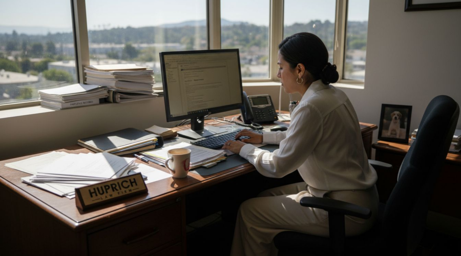 Stressed employee at Altadena office desk