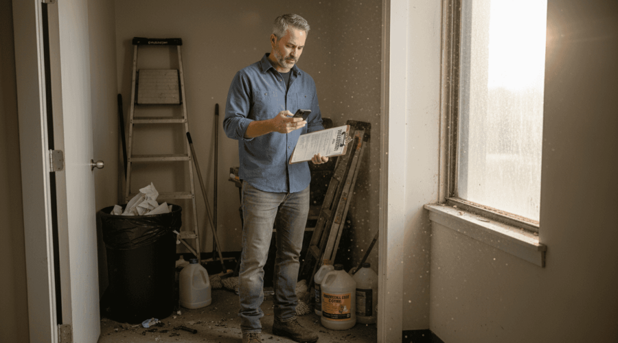 Worker reporting safety issue in office