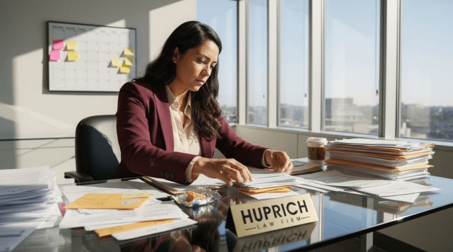 HR specialist sorting medical leave forms