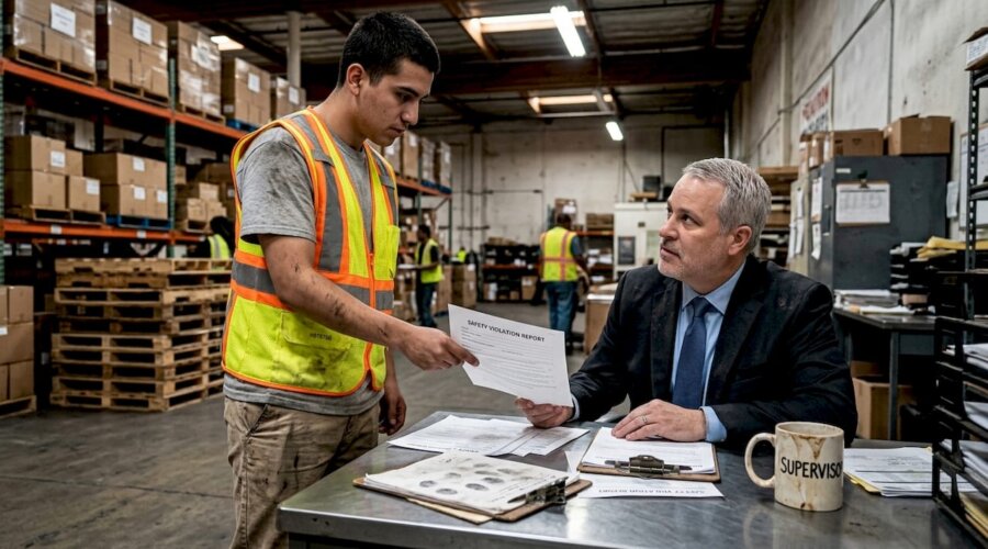 Warehouse worker submits safety report Pomona