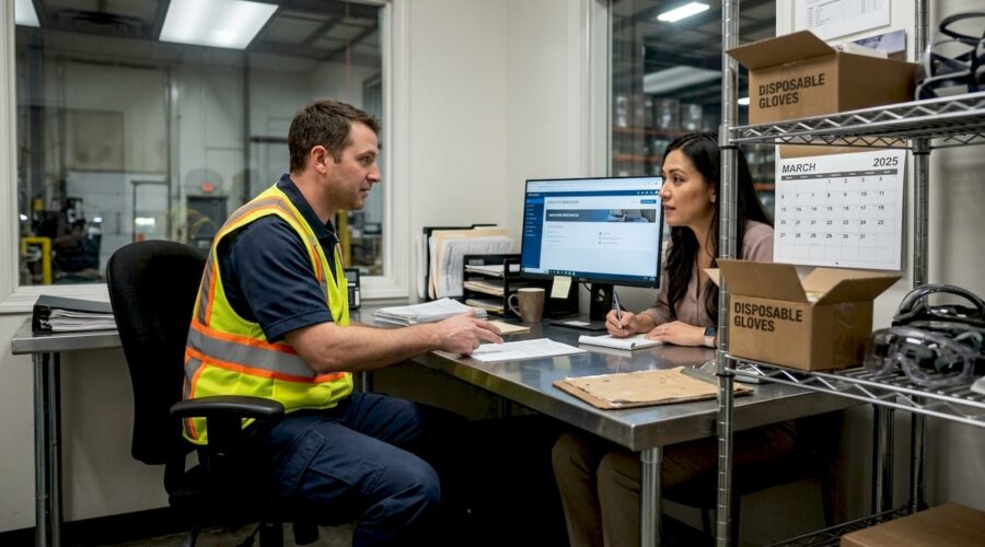 Warehouse worker reporting harassment to HR
