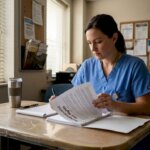 Nurse reviews workplace rights documents
