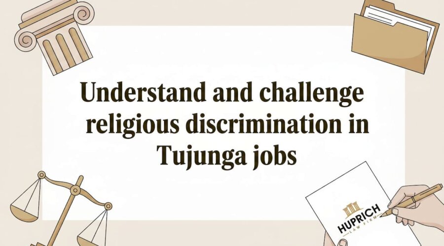 Editorial title card with law and workplace illustration