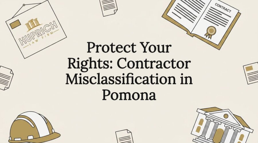Professional title card with legal and workplace illustrations