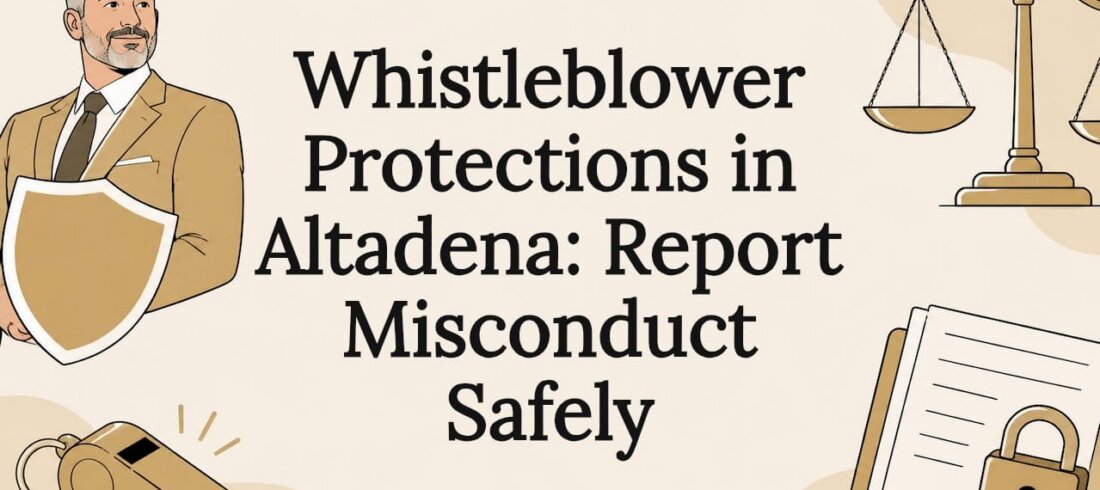 Decorative title card with legal and whistleblower icons Decorative title card with legal and whistleblower icons