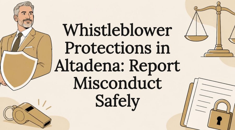Decorative title card with legal and whistleblower icons
