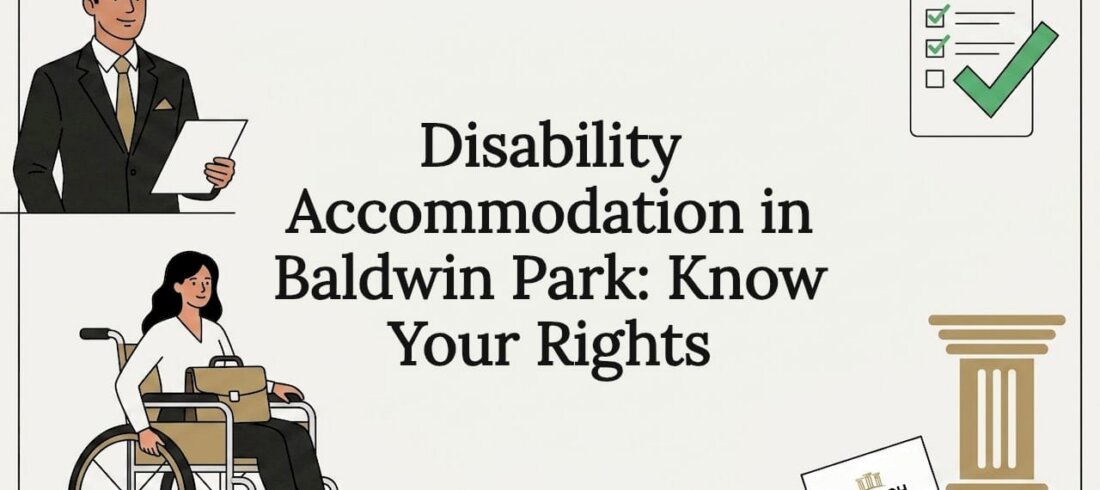 Decorative illustrated title card for disability accommodation article Decorative illustrated title card for disability accommodation article