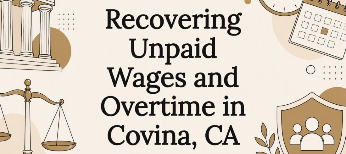 Decorative title card illustration featuring employment law symbols