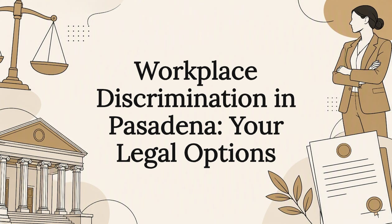 Decorative title card illustration of justice and workplace law