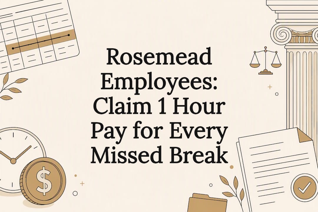 Illustrated California missed break pay title card