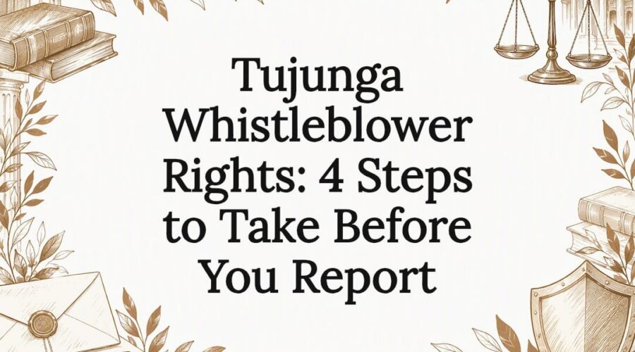 Legal sketch framing a whistleblower rights title