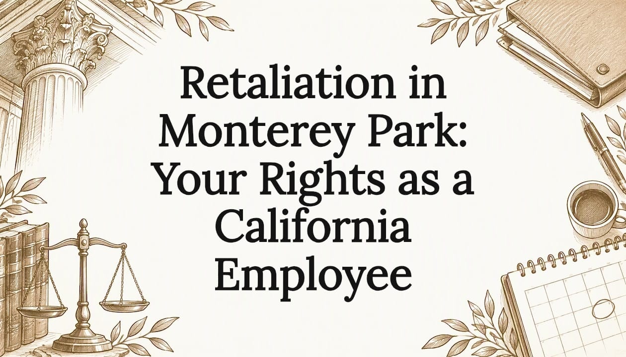 Illustrated title card with legal motifs